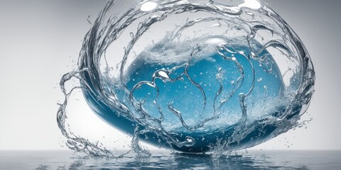 水球, 水の玉, スフィア, 水, 渦, ヴォルテックス, 水流, 何もない背景,generative ai,