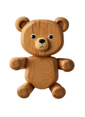 Obraz premium Wooden Teddy Bear Toy On White Background generative ai