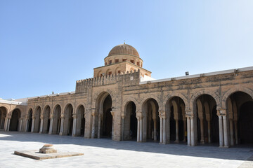Great Mosque of Kairouan, Southern Portico Leading to Central Nave and Prayer Hall, Wide Shot, Tunisia