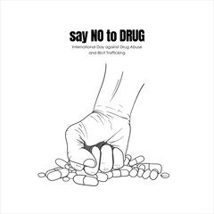 Hand punching drugs hand drawn illustration design for say no to drug campaign design