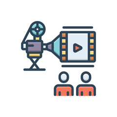 Color illustration icon for movies