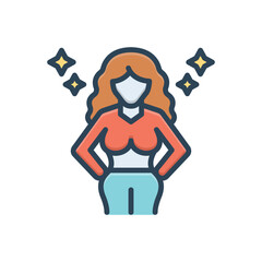Color illustration icon for actress