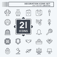 Icon Set Decoration. related to Education symbol. line style. simple design editable. simple illustration