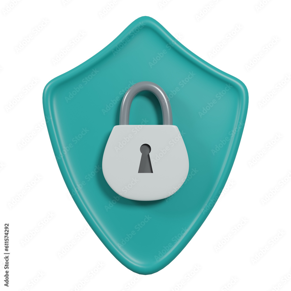 Aufkleber security shield icon 3d render