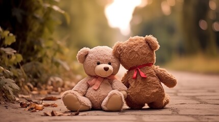 Best Friends Teddy bears Concept of love, family and friendship. valentine's day. Generative AI