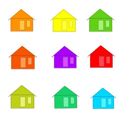 some colorful house arrangement with white background