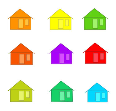 some colorful house arrangement with white background