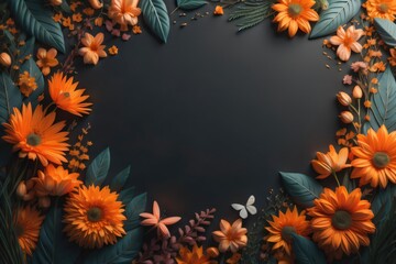 Fototapeta na wymiar summer decoration with beauty flowers background illustration. copy space. generative ai