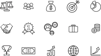 Business and Finance web icons in line style. Money, bank, contact, infographic. Icon collection. Vector illustration.
