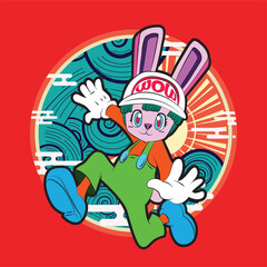 the rich rabbit illustration design for easter day with digital hand drawn
