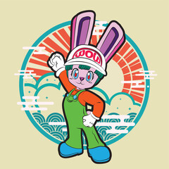 the rich rabbit illustration design for easter day with digital hand drawn

