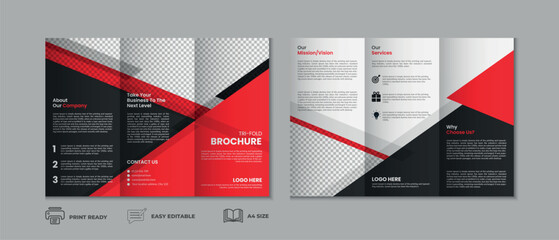 Trifold brochure template, three fold cover page, three fold brochure background layout design with mockup