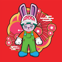 the rich rabbit illustration design for easter day with digital hand drawn
