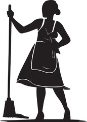 A Female Cleaner Vector silhouette illustration