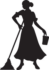 A Female Cleaner Vector silhouette illustration