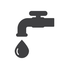 Faucet and water droplet icon isolated flat design vector illustration.