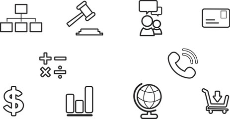 Business and Finance web icons in line style. Money, bank, contact, infographic. Icon collection. Vector illustration.
