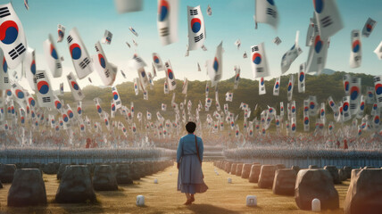 Obraz premium National Liberation Day of Korea. Generative AI