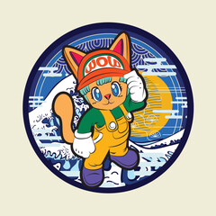 the rich cat illustration design for sukajan is mean japan traditional cloth or t-shirt with digital hand drawn Embroidery Men T-shirts Summer Casual Short Sleeve Hip Hop T Shirt Streetwear