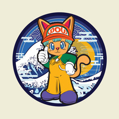 the rich cat illustration design for sukajan is mean japan traditional cloth or t-shirt with digital hand drawn Embroidery Men T-shirts Summer Casual Short Sleeve Hip Hop T Shirt Streetwear