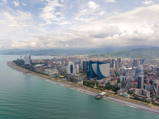 Fototapeta premium Aerial view of new Batumi Boulevard. Georgia 2023 summer
