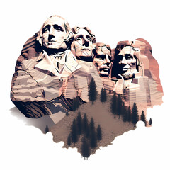 Illustration of a beautiful view of the Mount Rushmore, USA