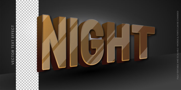 Night text editable 3d style text tittle
