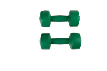 Dumbbells green isolate, fitness, sport, exercise