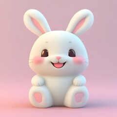 Obraz na płótnie Canvas 3D Cute Rabbit Pastel Color