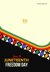 Juneteenth Freedom Day abstract vector illustration. Geometric poster shape. Vector background for ads, social media, card, banner. june 19
