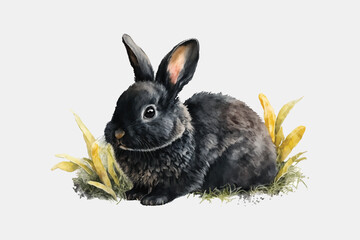 watercolor rabbit in a grass
