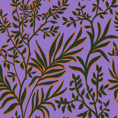 Seamless floral pattern. Herbal wildflowers surface print. - 611582261