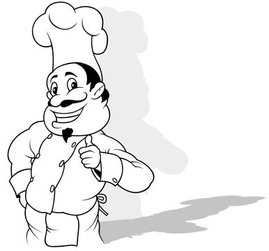 Drawing of a Chef in a White Uniform with Thumb Up
