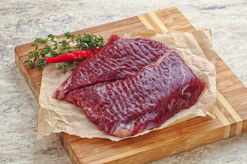 Raw beef machete steak for grill