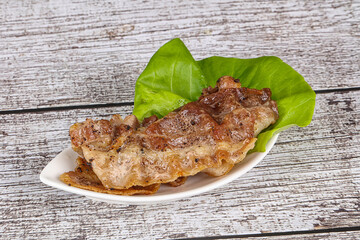 Roasted sliced pork fat bacon