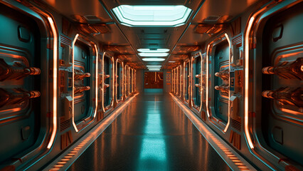 Naklejka premium neon electric vibe 3d illustration gaming tunnel future technology corridor dark night