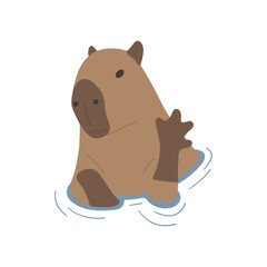 capybara single 10 cute on a white background, vector illustration. capybara is the largest rodent.