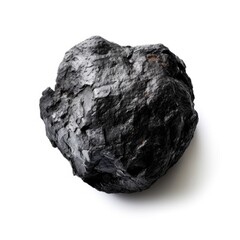 Lump of coal on white background - product photo created using generative AI tools - obrazy, fototapety, plakaty