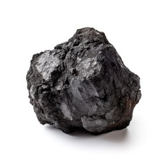 Lump of coal on white background - product photo created using generative AI tools