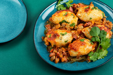 Grilled stuffed squid in sauce