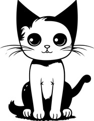 The vector of a cat Black and white color.