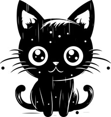 The vector of a cat Black and white color.