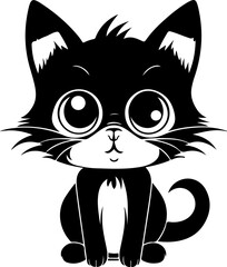 The vector of a cat Black and white color.