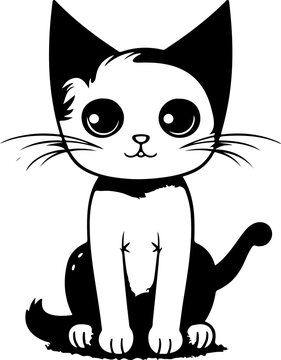 The vector of a cat Black and white color.