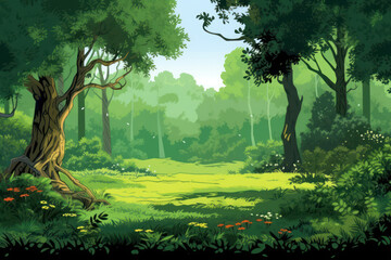 Fototapeta premium Picturesque Nature Scene: Green Forest in the Background