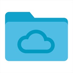 Cloud Computing Folder Icon in Line Art Style Flat Design