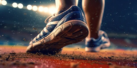 closeup of runners feet in a stadium - crated using generative Ai tools