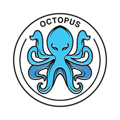 Octopus Logo Vector Graphic Design illustration Vintage style Badge Emblem Symbol and Icon