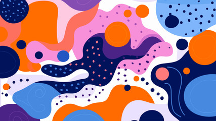 Colorful abstract background with wavy lines and spots. Vector illustration