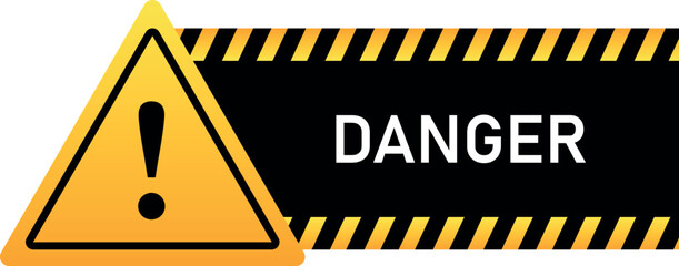 Danger Warning Sticker. Danger sign. Warning caution board to attract attention. Exclamation mark. triangle frame. Precaution message on banner Ilustration.